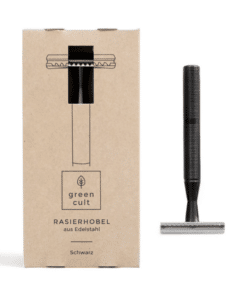 Greencult Rasierhobel Schwarz, aus Edelstahl, Double Edge, geschlossener Kamm